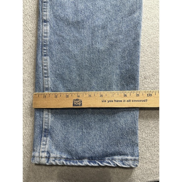 Wrangler Jeans Mens 42x30 Blue Regular Fit Authentic Denim Straight Leg YKK Zip - Picture 11 of 13